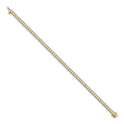 14K Yellow Gold Complete 5 Carat Princess Aa Diamond 4 Prong 7 Inch Tennis Bracelet