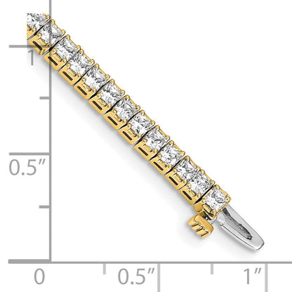 14K Yellow Gold Complete 5 Carat Princess Aa Diamond 4 Prong 7 Inch Tennis Bracelet