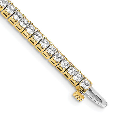14K Yellow Gold Complete 5 Carat Princess Aa Diamond 4 Prong 7 Inch Tennis Bracelet