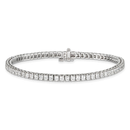 14K White Gold Complete 5 Carat Princess Aa Diamond 4 Prong 7 Inch Tennis Bracelet