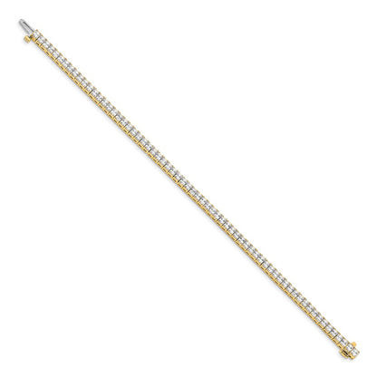 14K Yellow Gold Complete 6.6 Carat Princess Aaa Diamond 4 Prong 7 Inch Tennis Bracelet