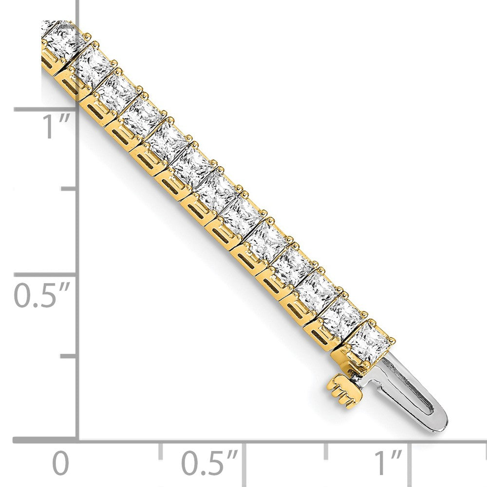 14K Yellow Gold Complete 6.6 Carat Princess Aaa Diamond 4 Prong 7 Inch Tennis Bracelet