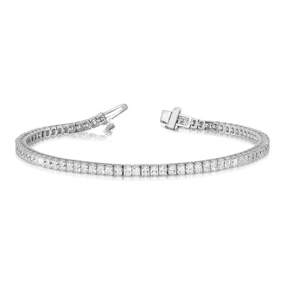 14K White Gold Complete 6.6 Carat Princess Vs Diamond 4 Prong 7 Inch Tennis Bracelet