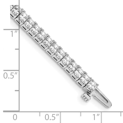 14K White Gold Complete 6.6 Carat Princess Aaa Diamond 4 Prong 7 Inch Tennis Bracelet