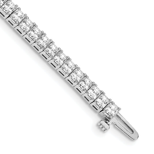 14K White Gold Complete 6.6 Carat Princess Vs Diamond 4 Prong 7 Inch Tennis Bracelet