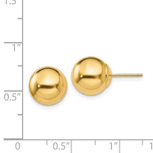 14K Yellow Gold Polished 10mm Ball Post Earrings