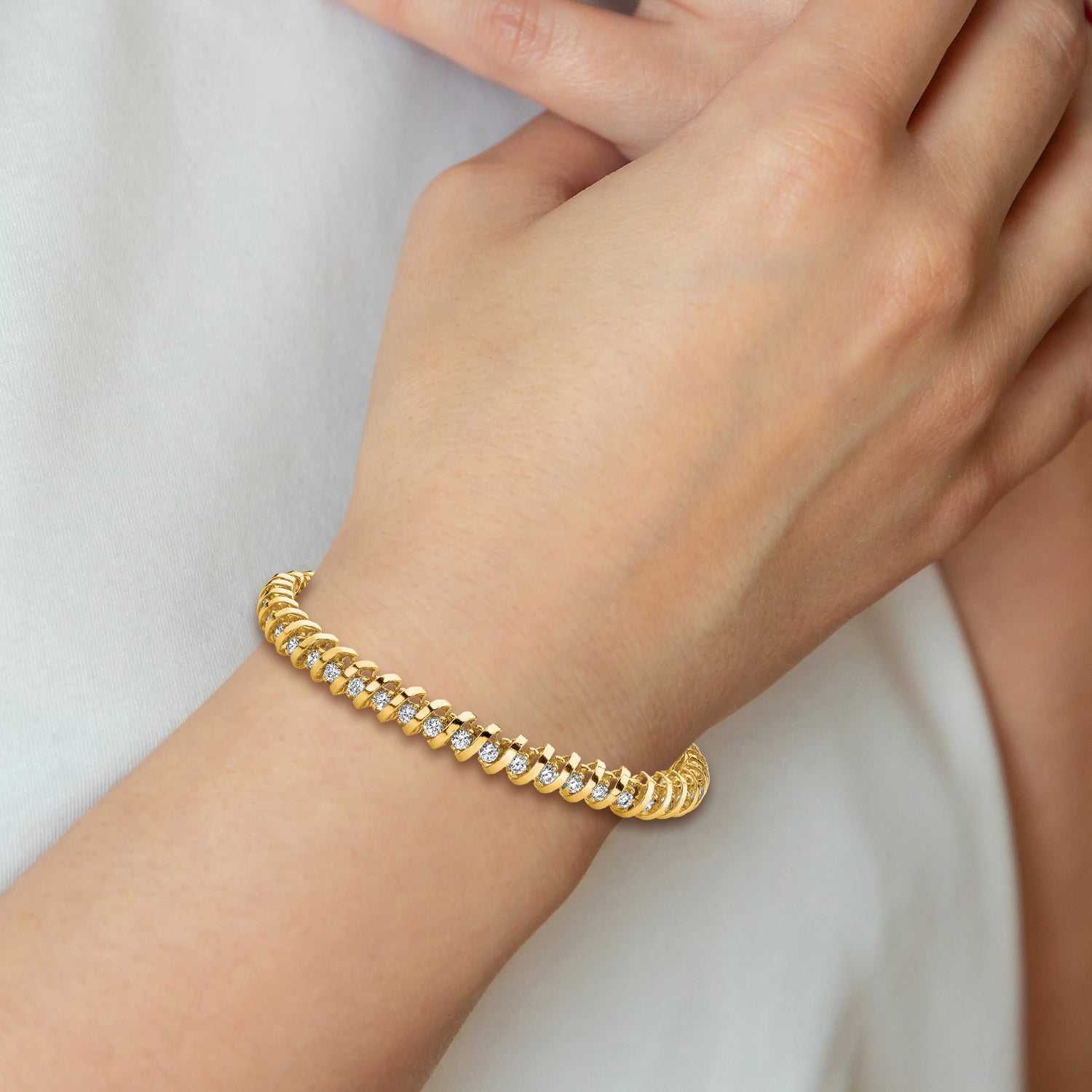14k Yellow Gold 7/8 Ct. Lab Grown Diamond VS/SI+ G+ Roind Tennis Bracelet