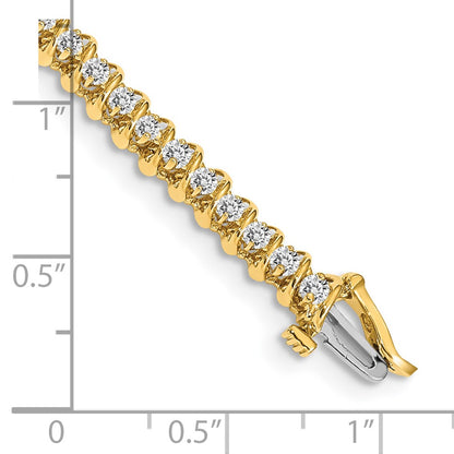 14K Yellow Gold Complete 0.93 Carat Round Vs Diamond Fancy Spiral 7 Inch Tennis Bracelet