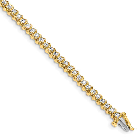 14K Yellow Gold Complete 0.93 Carat Round Aa Diamond Fancy Spiral 7 Inch Tennis Bracelet