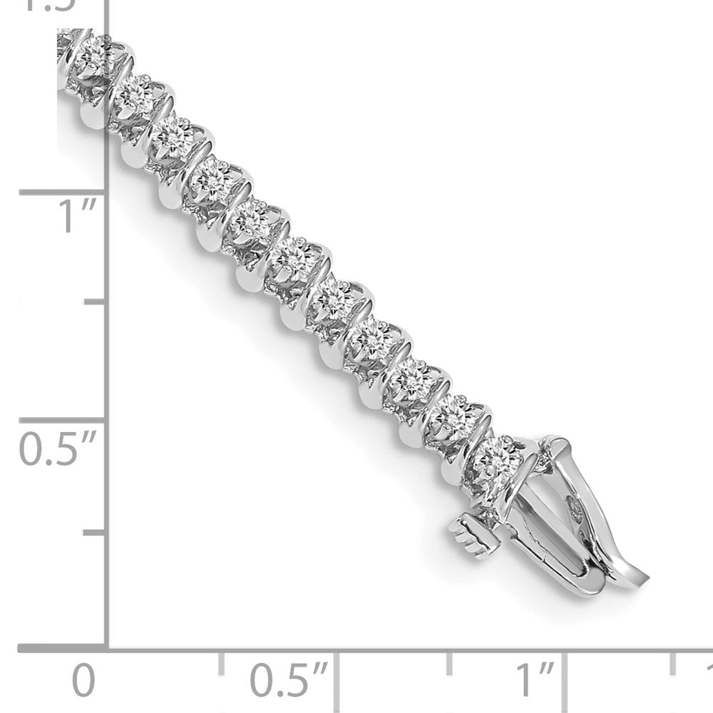 14K White Gold Complete 0.93 Carat Round Vs Diamond Fancy Spiral 7 Inch Tennis Bracelet