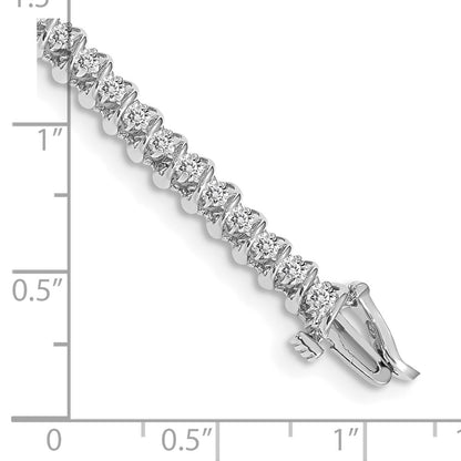14K White Gold Complete 0.93 Carat Round Vs Diamond Fancy Spiral 7 Inch Tennis Bracelet