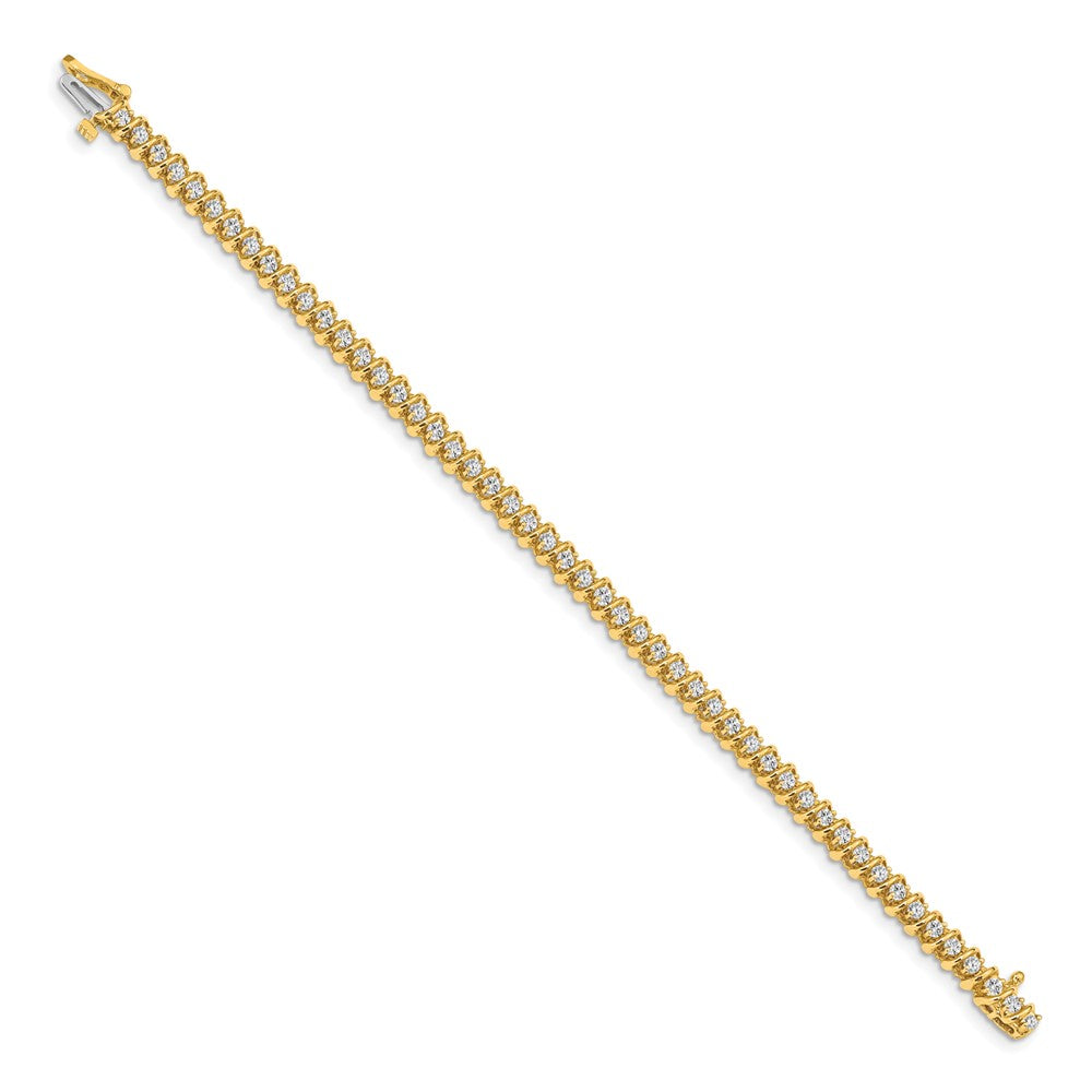 14K Yellow Gold Complete 1.4 Carat Round Vs Diamond Fancy Spiral 7 Inch Tennis Bracelet