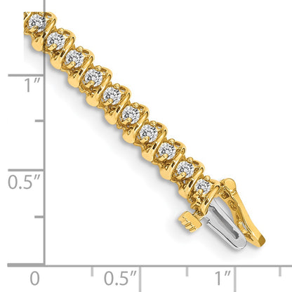 14K Yellow Gold Complete 1.4 Carat Round Aaa Diamond Fancy Spiral 7 Inch Tennis Bracelet