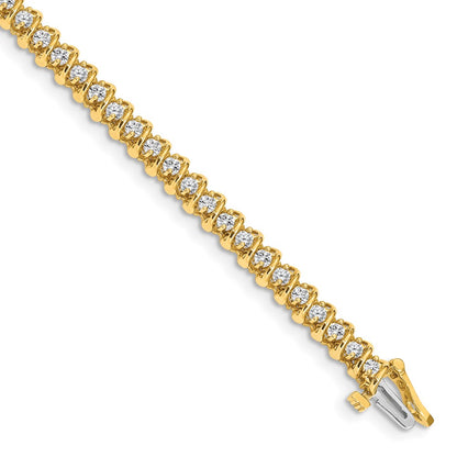 14K Yellow Gold Complete 1.4 Carat Round Aaa Diamond Fancy Spiral 7 Inch Tennis Bracelet