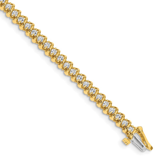 14K Yellow Gold Complete 1.4 Carat Round Aa Diamond Fancy Spiral 7 Inch Tennis Bracelet