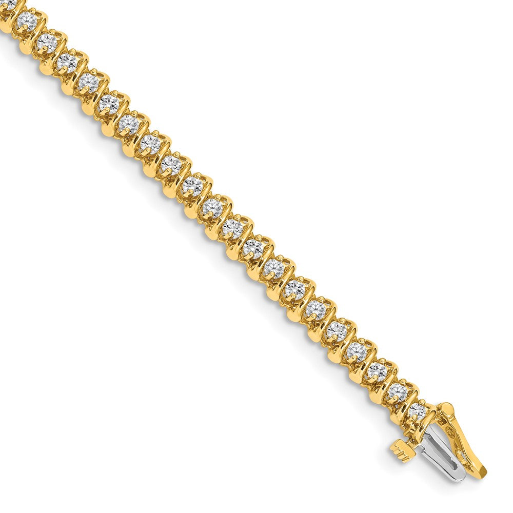 14K Yellow Gold Complete 1.4 Carat Round A Diamond Fancy Spiral 7 Inch Tennis Bracelet