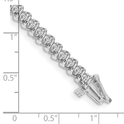 14K White Gold Complete 1.4 Carat Round A Diamond Fancy Spiral 7 Inch Tennis Bracelet