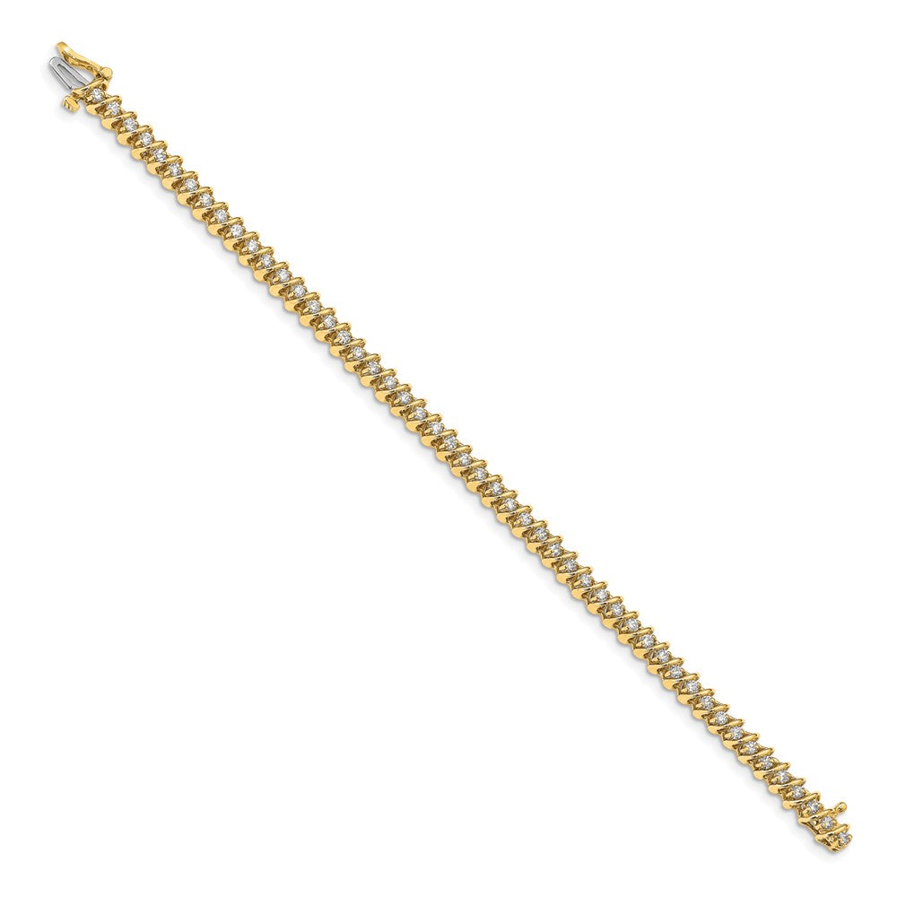 14K Yellow Gold Complete 1.95 Carat Round Aa Diamond Fancy Spiral 7 Inch Tennis Bracelet
