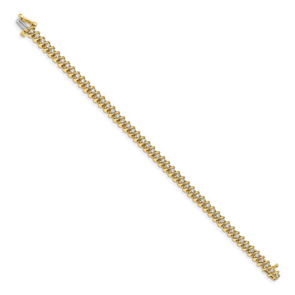 14K Yellow Gold Complete 1.95 Carat Round A Diamond Fancy Spiral 7 Inch Tennis Bracelet