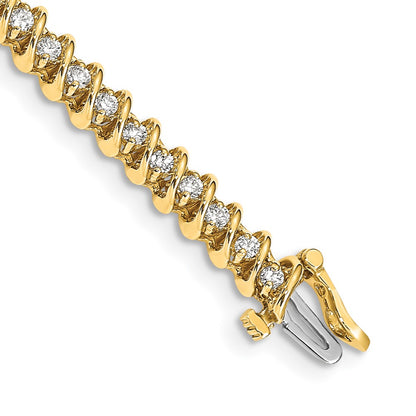14K Yellow Gold Complete 1.95 Carat Round A Diamond Fancy Spiral 7 Inch Tennis Bracelet