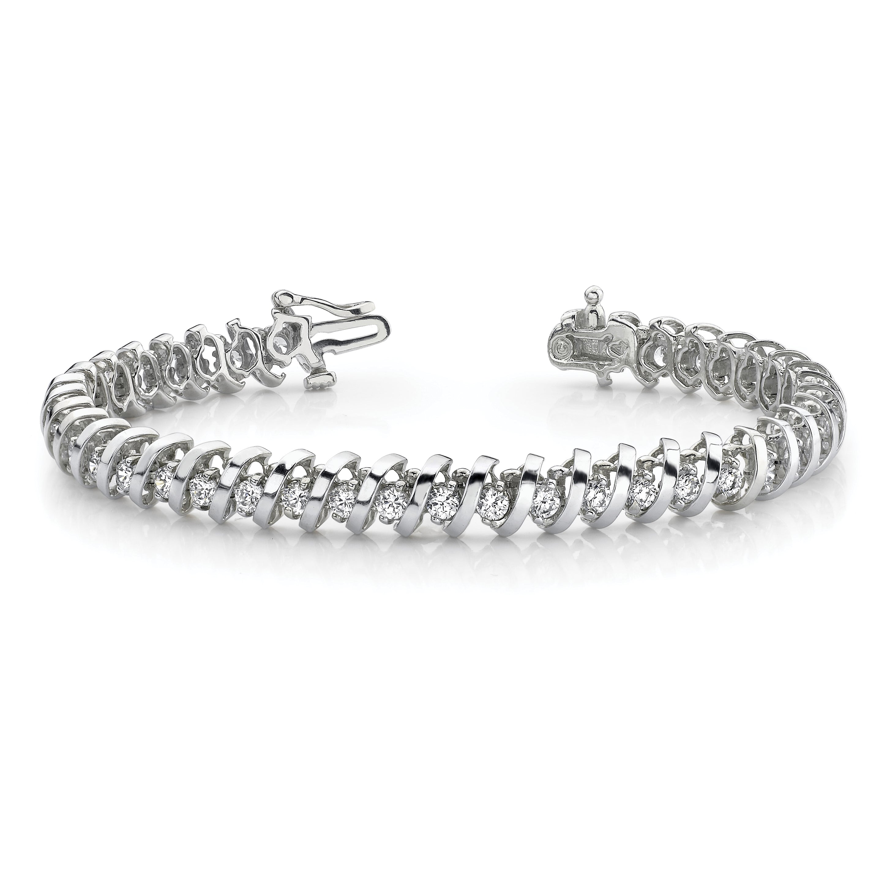 14k White Gold 2 Ct. Lab Grown Diamond VS/SI+ G+ Round Tennis Bracelet