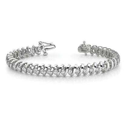 14k White Gold 2 Ct. Lab Grown Diamond VS/SI+ G+ Round Tennis Bracelet