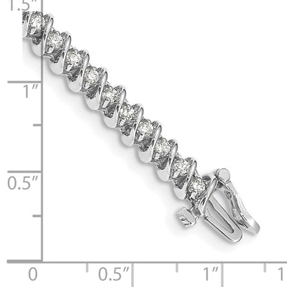 14K White Gold Complete 1.95 Carat Round Aaa Diamond Fancy Spiral 7 Inch Tennis Bracelet