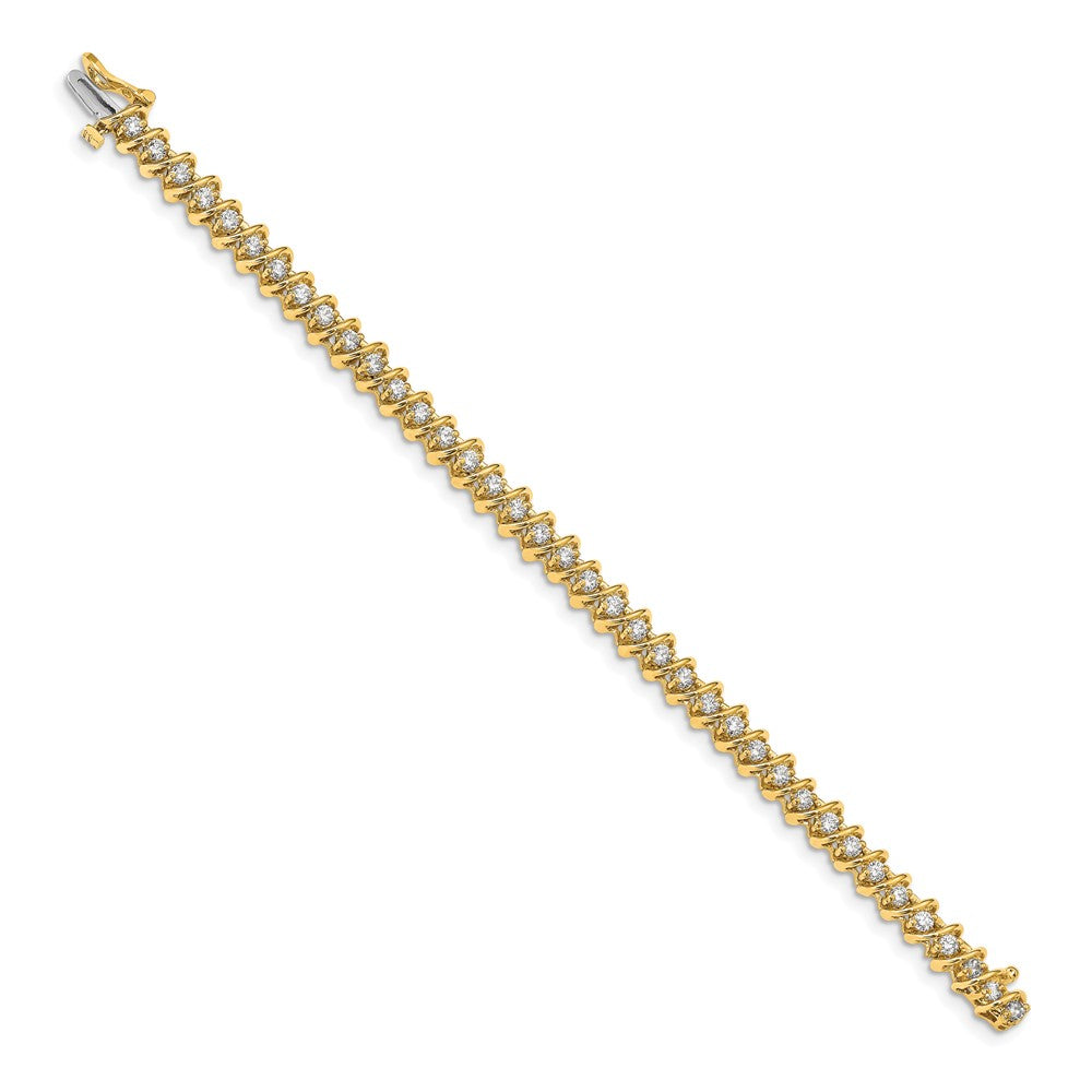 14K Yellow Gold Complete 2.25 Carat Round Vs Diamond Fancy Spiral 7 Inch Tennis Bracelet