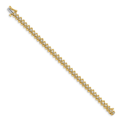 14K Yellow Gold Complete 2.25 Carat Round Aaa Diamond Fancy Spiral 7 Inch Tennis Bracelet