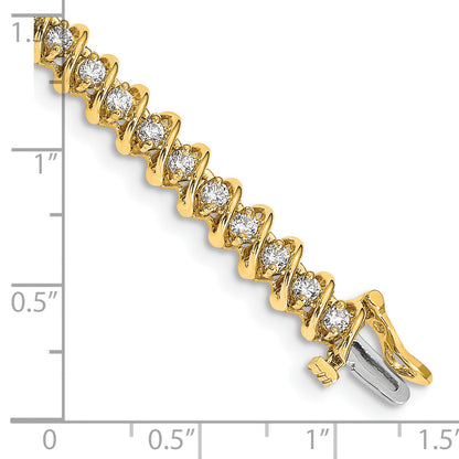 14K Yellow Gold Complete 2.25 Carat Round Vs Diamond Fancy Spiral 7 Inch Tennis Bracelet