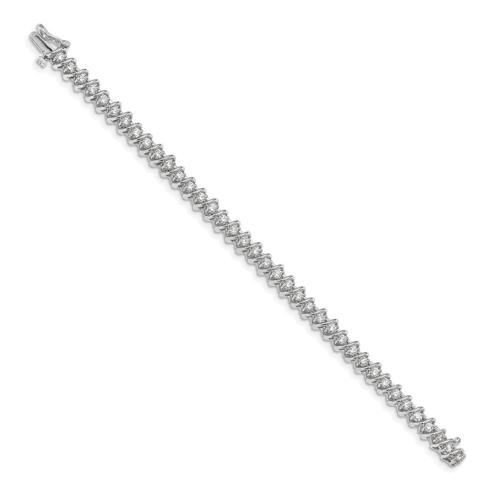 14K White Gold Complete 2.25 Carat Round Vs Diamond Fancy Spiral 7 Inch Tennis Bracelet
