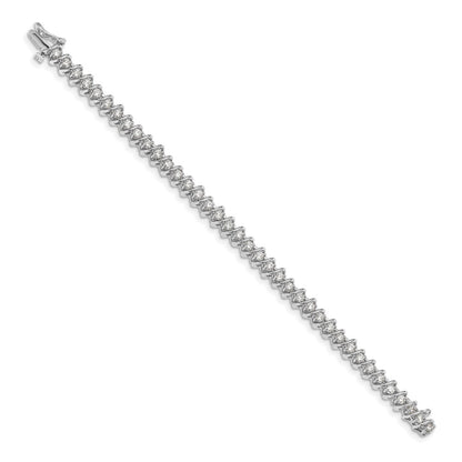 14K White Gold Complete 2.25 Carat Round Vs Diamond Fancy Spiral 7 Inch Tennis Bracelet