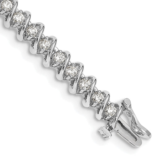 14K White Gold Complete 2.25 Carat Round Aaa Diamond Fancy Spiral 7 Inch Tennis Bracelet
