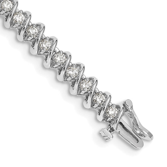 14K White Gold Complete 2.25 Carat Round Aa Diamond Fancy Spiral 7 Inch Tennis Bracelet