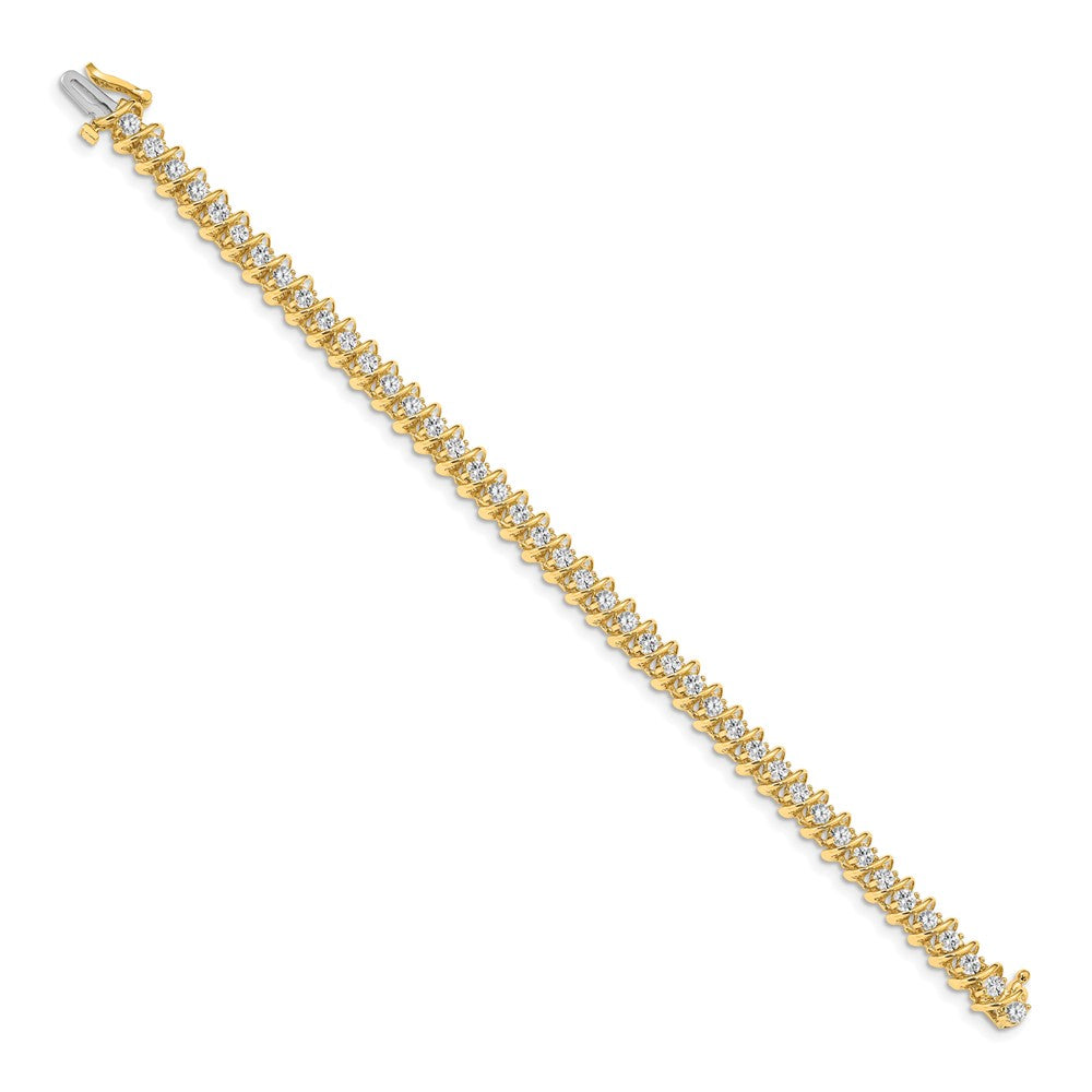 14K Yellow Gold Complete 3.31 Carat Round A Diamond Fancy Spiral 7 Inch Tennis Bracelet