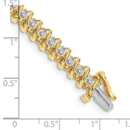 14K Yellow Gold Complete 3.31 Carat Round Aa Diamond Fancy Spiral 7 Inch Tennis Bracelet