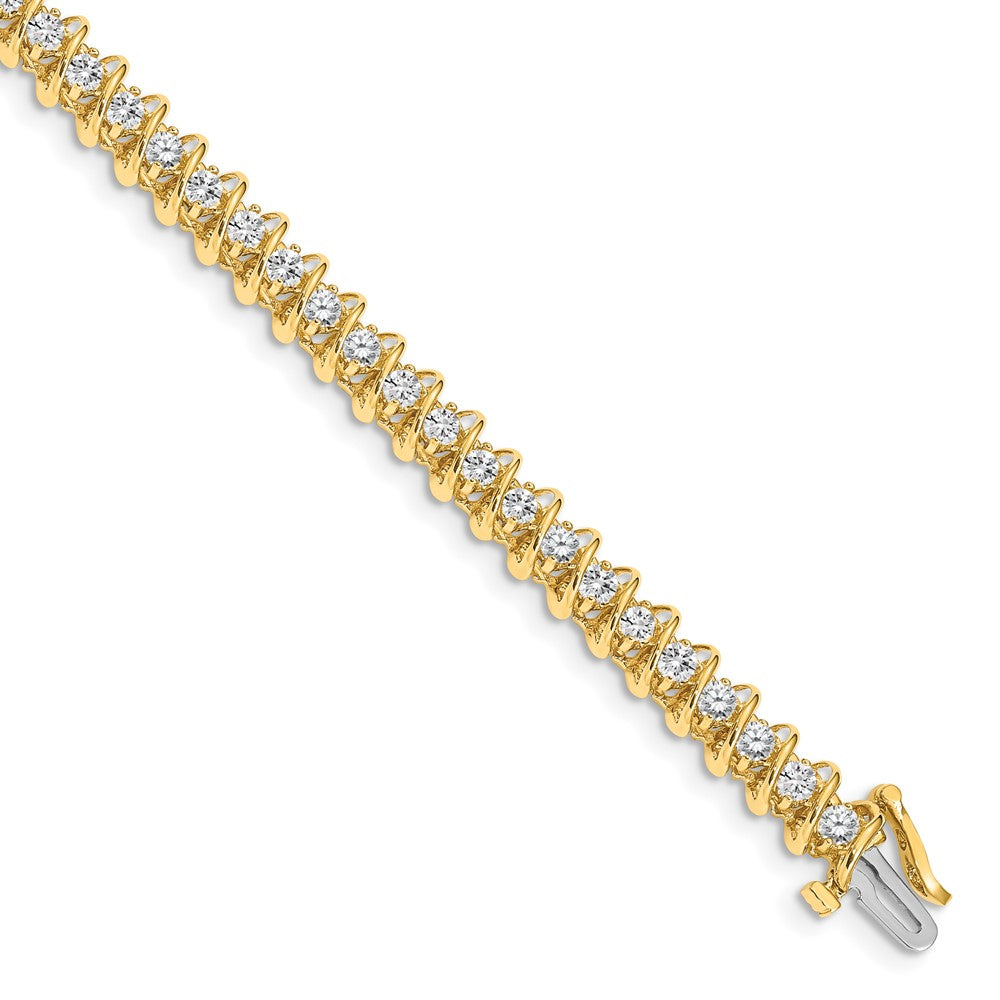 14K Yellow Gold Complete 3.31 Carat Round Aa Diamond Fancy Spiral 7 Inch Tennis Bracelet