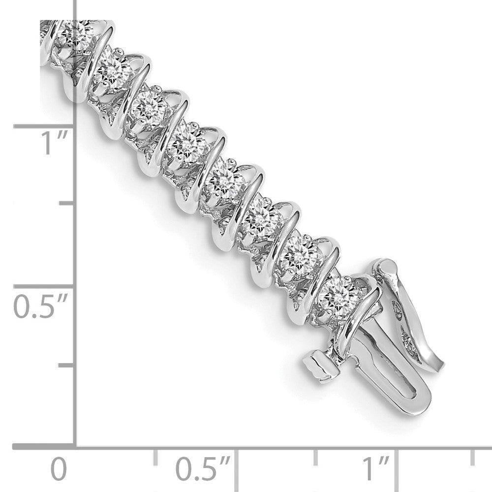 14K White Gold Complete 3.31 Carat Round Vs Diamond Fancy Spiral 7 Inch Tennis Bracelet