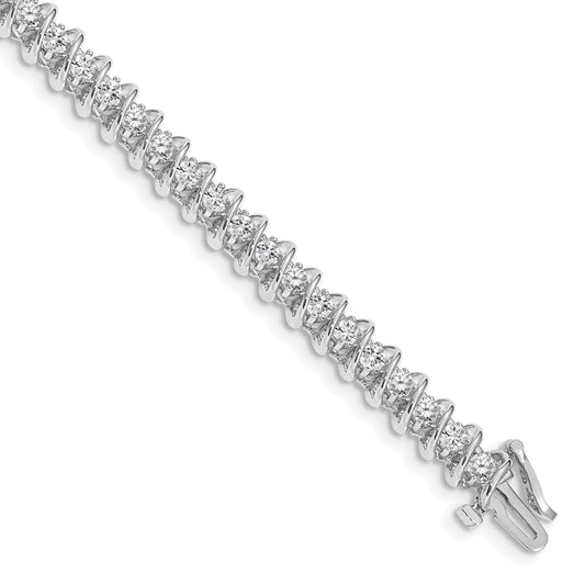 14K White Gold Complete 3.31 Carat Round Aa Diamond Fancy Spiral 7 Inch Tennis Bracelet