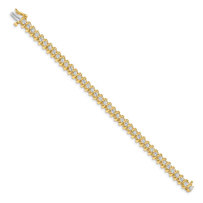 14K Yellow Gold Complete 3.72 Carat Round Aaa Diamond Fancy Spiral 7 Inch Tennis Bracelet