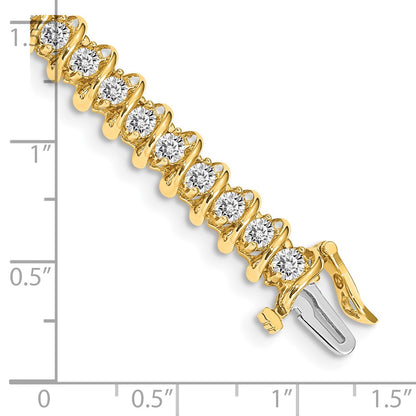 14K Yellow Gold Complete 3.72 Carat Round Vs Diamond Fancy Spiral 7 Inch Tennis Bracelet