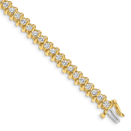 14K Yellow Gold Complete 3.72 Carat Round Vs Diamond Fancy Spiral 7 Inch Tennis Bracelet
