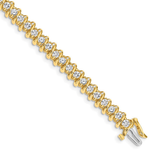 14K Yellow Gold Complete 3.72 Carat Round Vs Diamond Fancy Spiral 7 Inch Tennis Bracelet