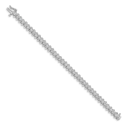 14K White Gold Complete 3.72 Carat Round Aaa Diamond Fancy Spiral 7 Inch Tennis Bracelet