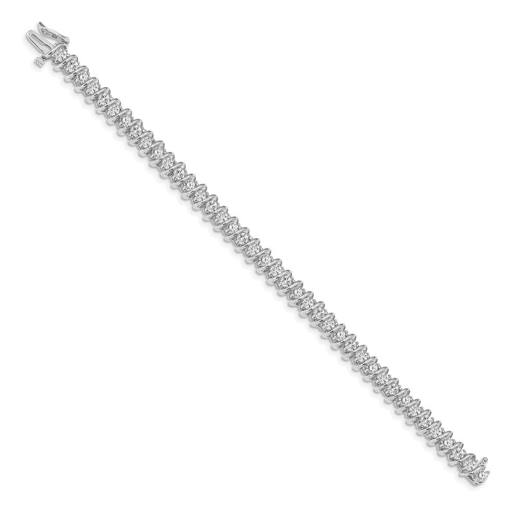 14K White Gold Complete 3.72 Carat Round Vs Diamond Fancy Spiral 7 Inch Tennis Bracelet