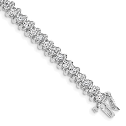 14K White Gold Complete 3.72 Carat Round Vs Diamond Fancy Spiral 7 Inch Tennis Bracelet