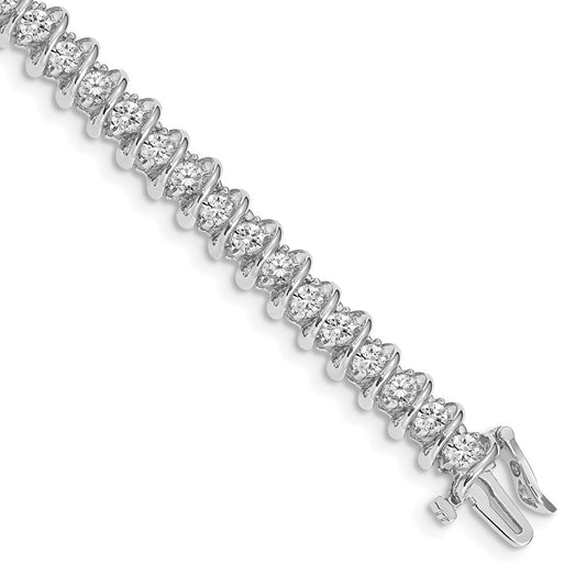 14K White Gold Complete 3.72 Carat Round Aa Diamond Fancy Spiral 7 Inch Tennis Bracelet