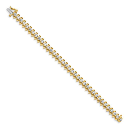 14K Yellow Gold Complete 5 Carat Round A Diamond Fancy Spiral 7 Inch Tennis Bracelet