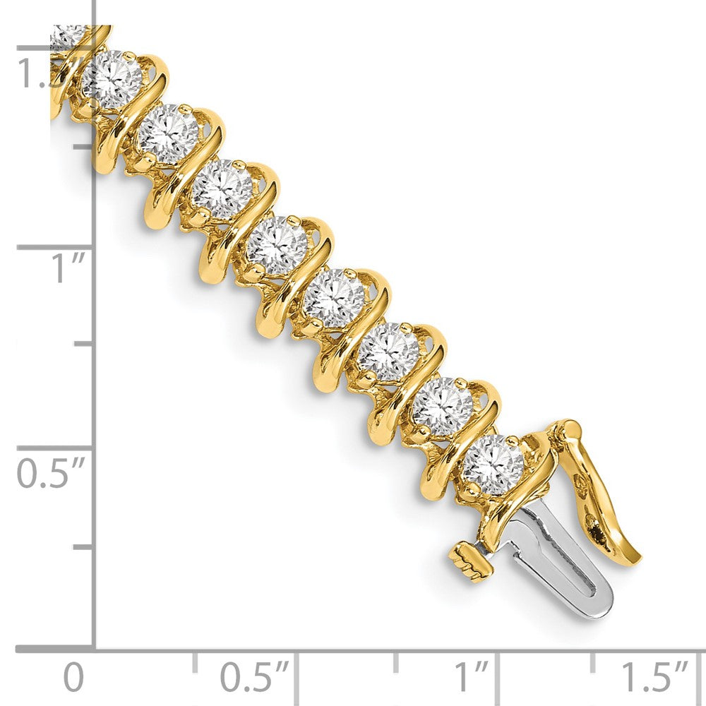 14K Yellow Gold Complete 5 Carat Round Aaa Diamond Fancy Spiral 7 Inch Tennis Bracelet