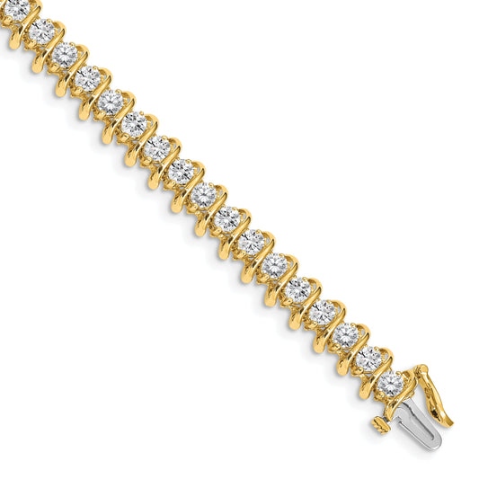 14K Yellow Gold Complete 5 Carat Round Aaa Diamond Fancy Spiral 7 Inch Tennis Bracelet